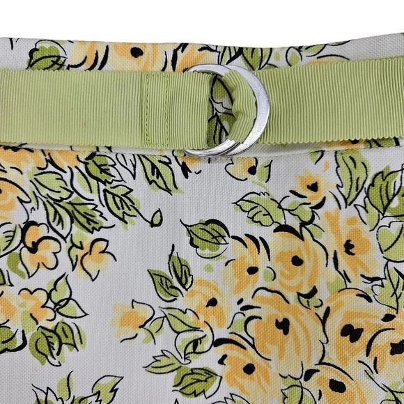 Ann Taylor LOFT Pleated Flare Skirt White Spring Floral Belted Petite - Picture 3 of 8